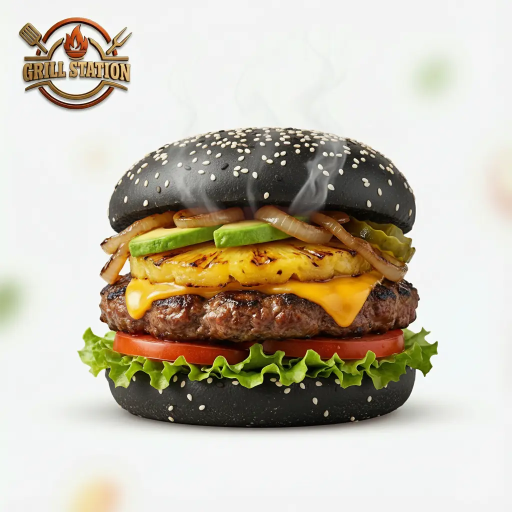 The Hawaiian Engine burger with grilled pineapple in Saskatoon, SK